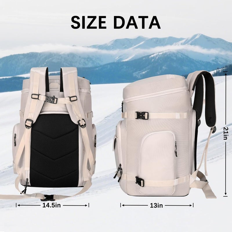 Tenfly Ski Boot Bag,65L Snowboard Boot Bag for Air Travel,Padded Ski Bakcpack for Helmet, Goggles, Gloves, Skis - Image 4